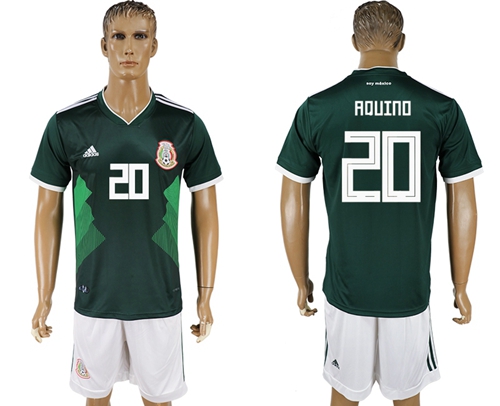 Mexico #20 Aquino Green Home Soccer Country Jersey